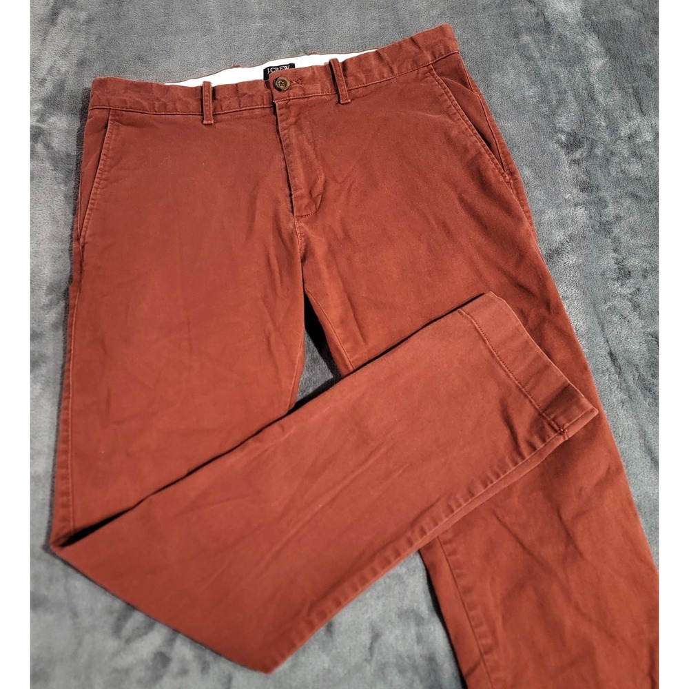 J Crew Pants Men 31x32 Rust Brown Slim Flex Chino Khaki Casual Office Preppy